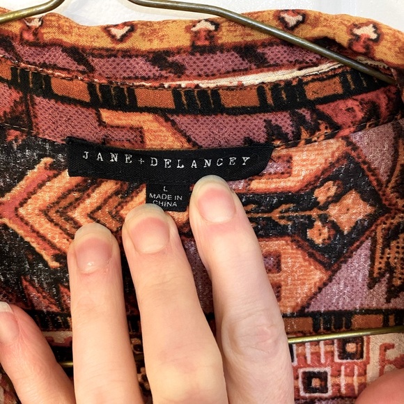 Jane and Delancey Fall Colors Printed Button-Down Blouse - Picture 3 of 6